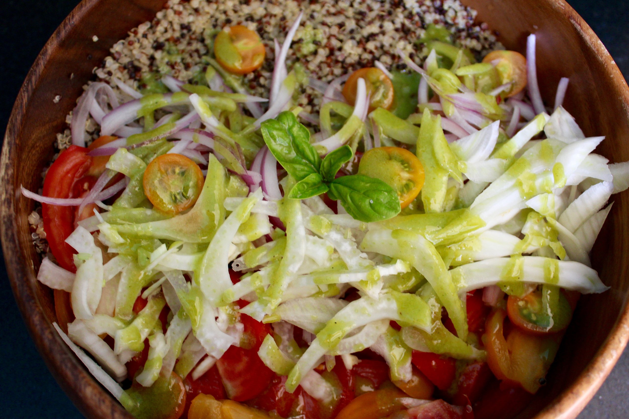 Tomato Quinoa Salad with Basil Vinaigrette